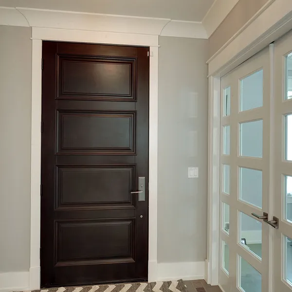 باب أمامي خارجي محوري من خشب الأمان الصلب مع أضواء جانبية