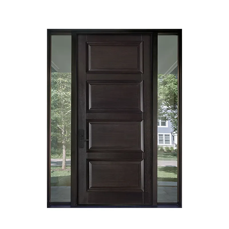 باب أمامي خارجي محوري من خشب الأمان الصلب مع أضواء جانبية