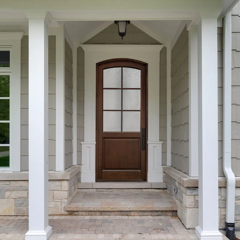 المدخل الأمامي الخارجي من الخشب الصلب، المدخل الرئيسي، باب محوري من خشب الجوز