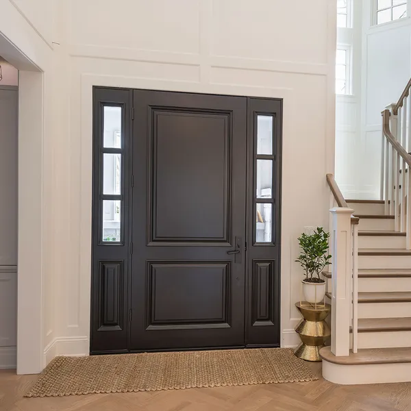 باب دخول أمامي خارجي خشبي محوري من الخشب الصلب مع زجاج