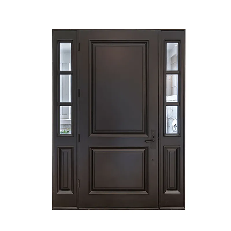 باب دخول أمامي خارجي خشبي محوري من الخشب الصلب مع زجاج