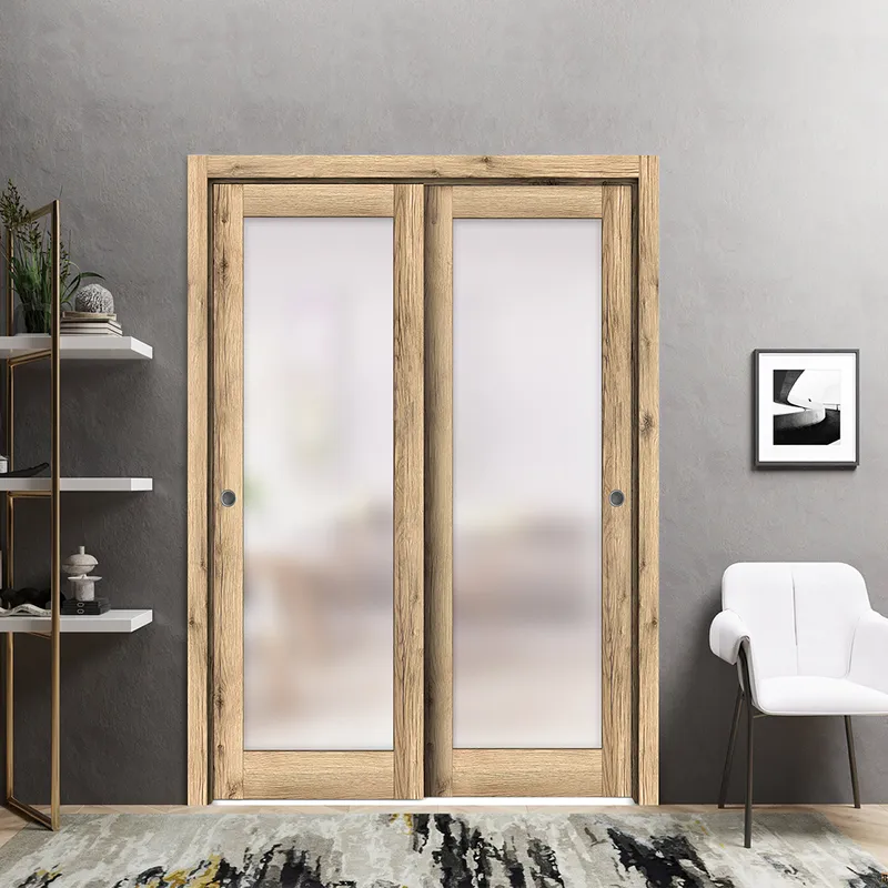 غرفة داخلية حديثة أبواب زجاجية خشبية باب خشبي للحمام الداخلي