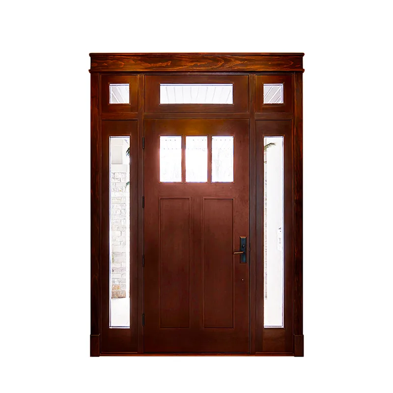 باب خشبي صلب بتصميم خارجي فاخر مع زجاج