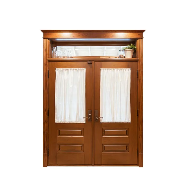 باب دخول محوري من الخشب الصلب بتصميم فاخر خارجي وداخلي