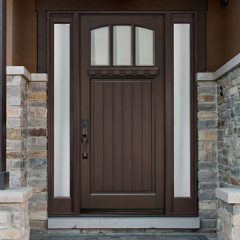 أبواب أمامية خارجية حديثة للدخول المحوري من الخشب الصلب مع الأجهزة