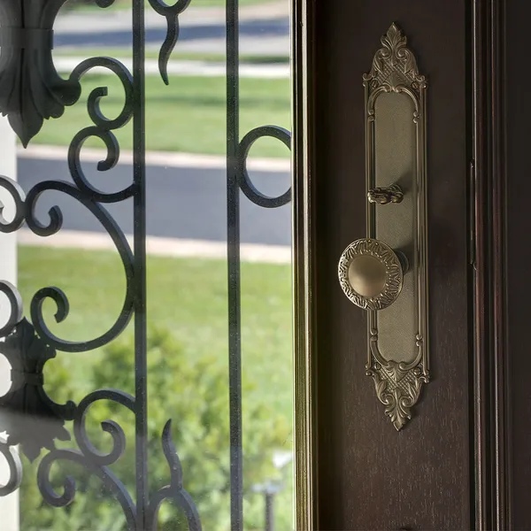 أبواب خارجية مزخرفة عازلة للحرارة مع تشطيبات خشبية