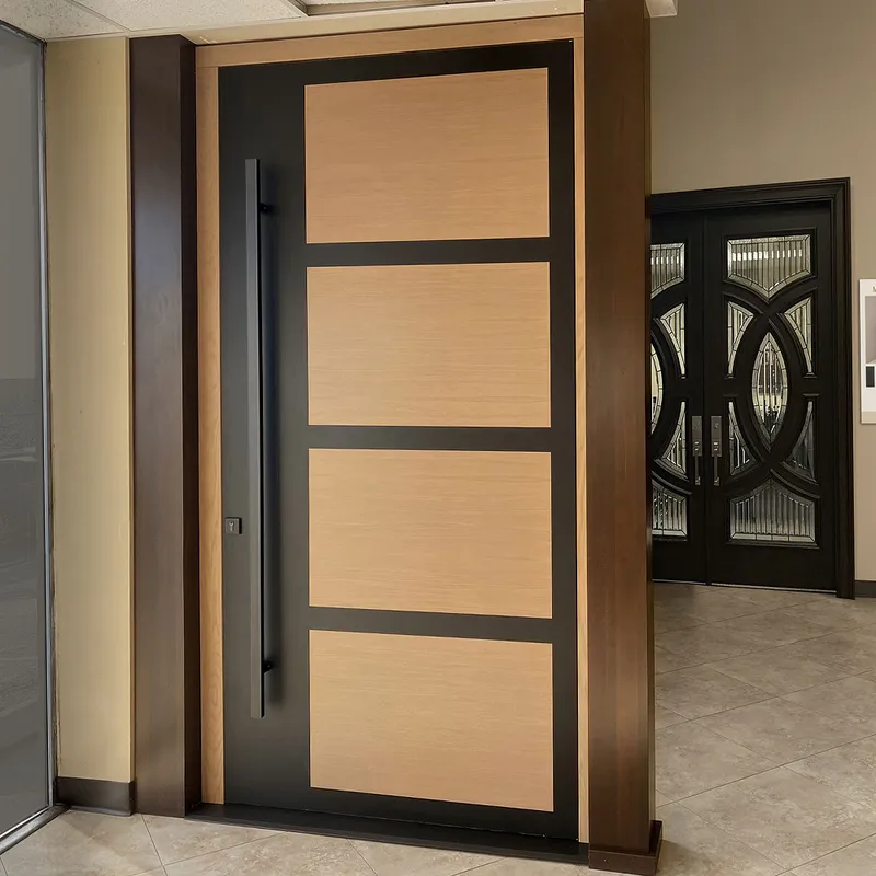 أبواب أمان خشبية صلبة ذات محور أمامي خارجي مقاوم للإعصار