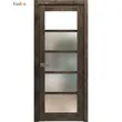 خطوط Kudas الداخلية الخشبية الواضحة، باب زجاجي من الألومنيوم والخشب PVC