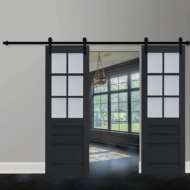 باب خشبي من مادة PVC باللون البني للحظيرة الداخلية من مصنع Kudas لغرفة النوم