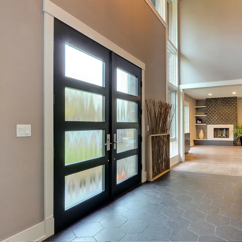 تخصيص تصميم بسيط أبواب محورية خشبية صلبة خارجية مقاومة للماء