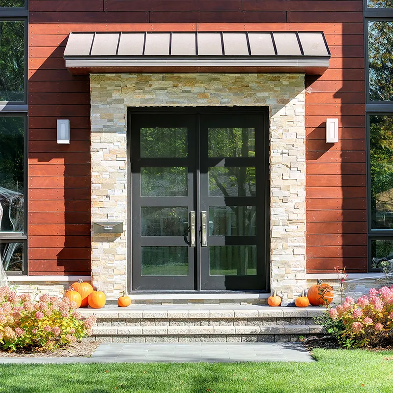 تخصيص تصميم بسيط أبواب محورية خشبية صلبة خارجية مقاومة للماء