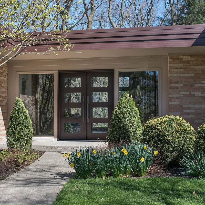 تخصيص تصميم بسيط أبواب محورية خشبية صلبة خارجية مقاومة للماء