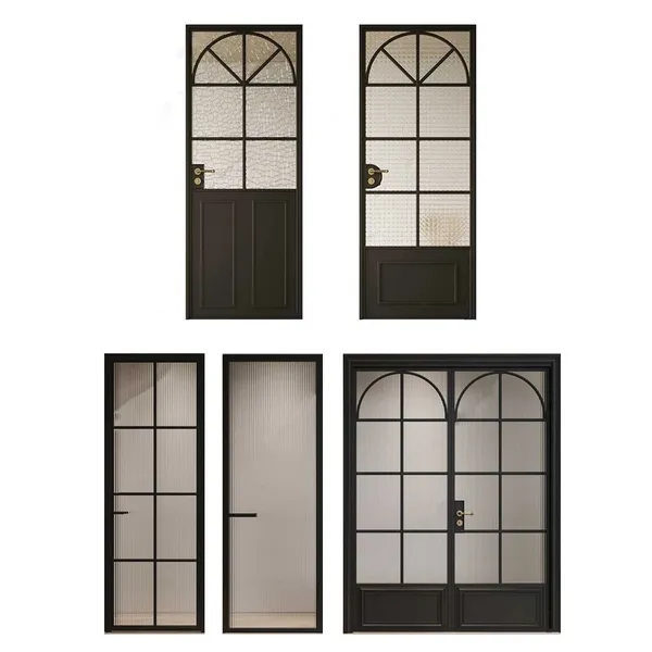 White wood frame bathroom hotel interior french double swing door