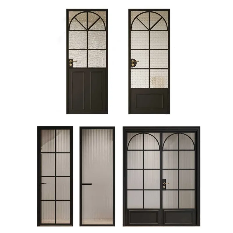 White wood frame bathroom hotel interior french double swing door