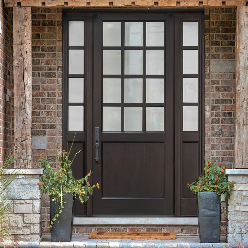 أبواب محورية من الخشب الصلب للفيلا، باب المدخل الرئيسي الخشبي الخارجي  