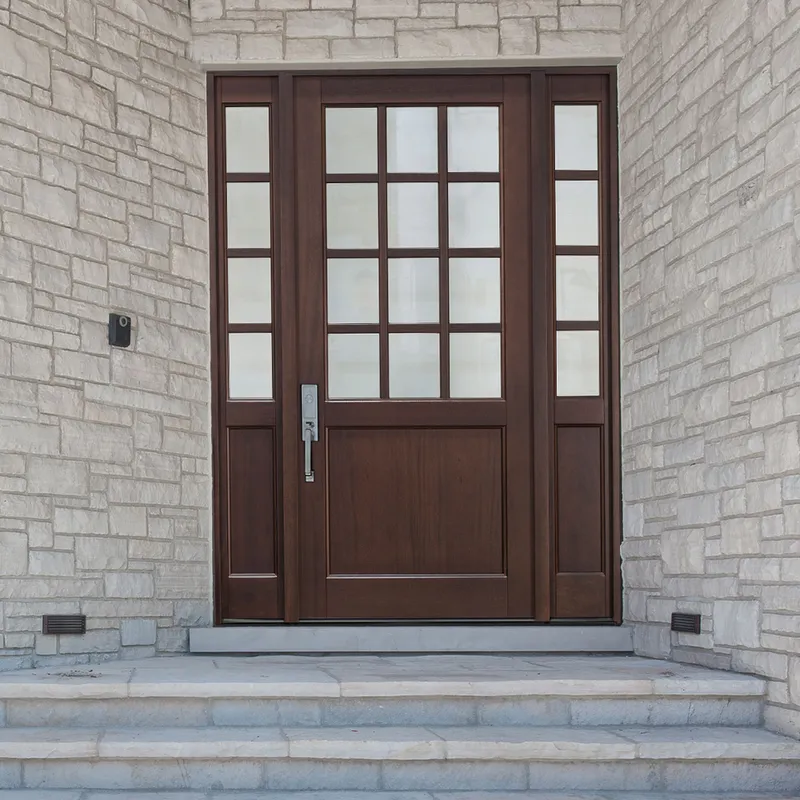 أبواب محورية من الخشب الصلب للفيلا، باب المدخل الرئيسي الخشبي الخارجي  