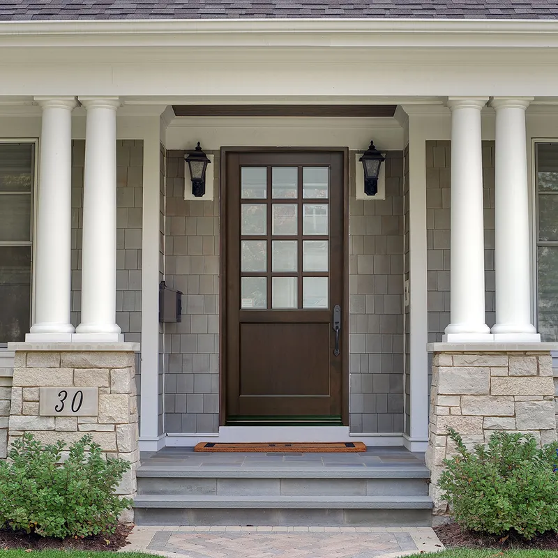 أبواب محورية من الخشب الصلب للفيلا، باب المدخل الرئيسي الخشبي الخارجي  