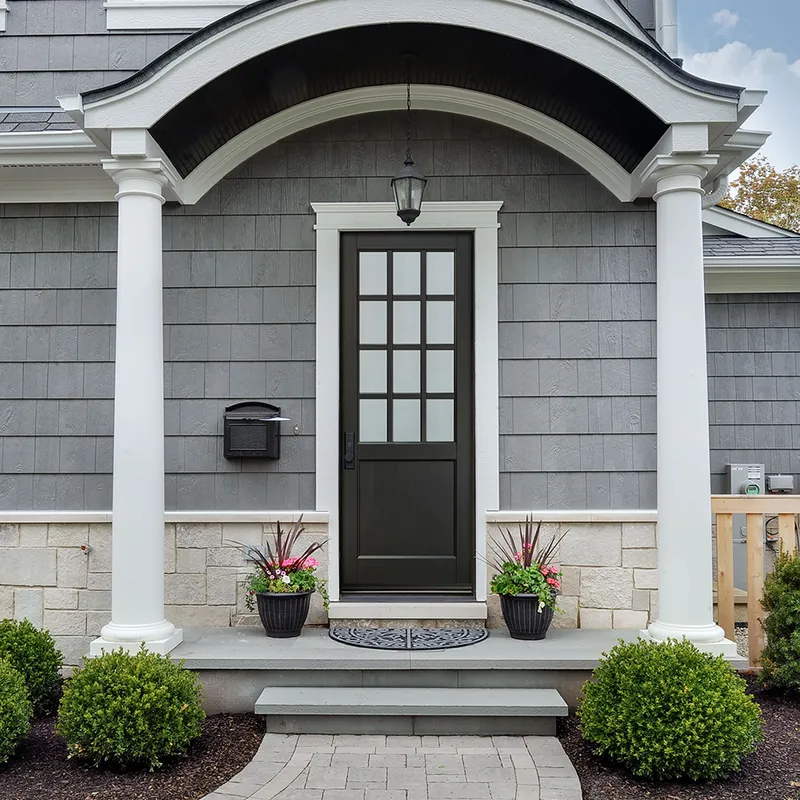 أبواب محورية من الخشب الصلب للفيلا، باب المدخل الرئيسي الخشبي الخارجي  