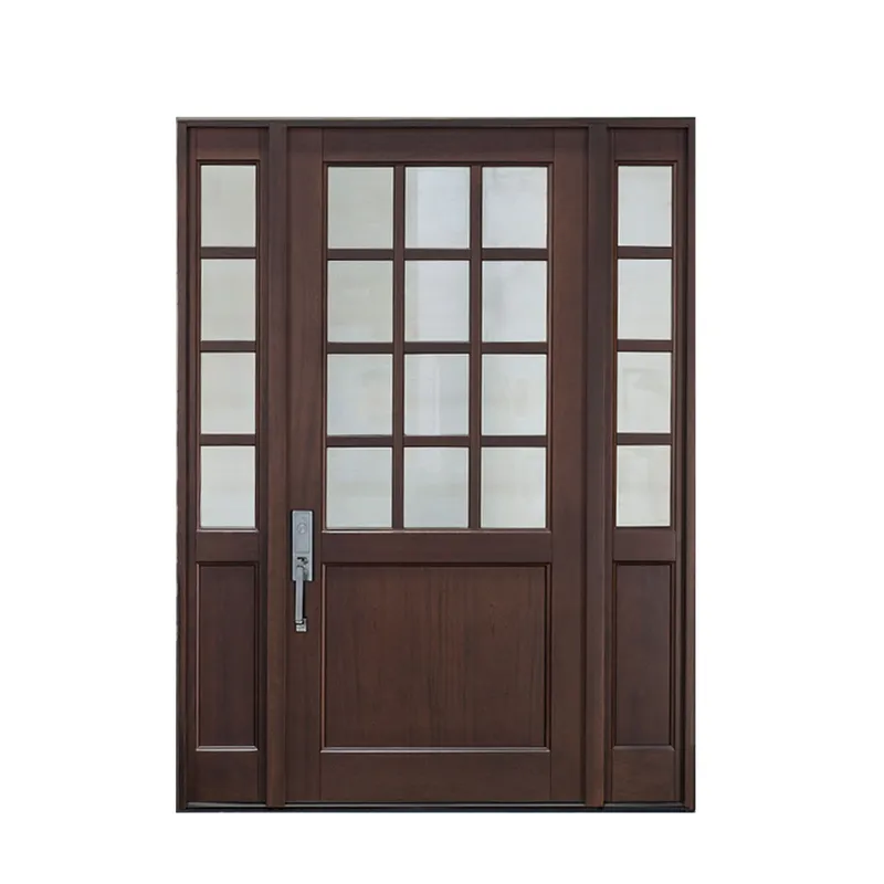 أبواب محورية من الخشب الصلب للفيلا، باب المدخل الرئيسي الخشبي الخارجي  