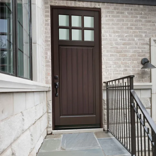 باب خشب فولاذي خارجي أسود مع نافذة معلقة