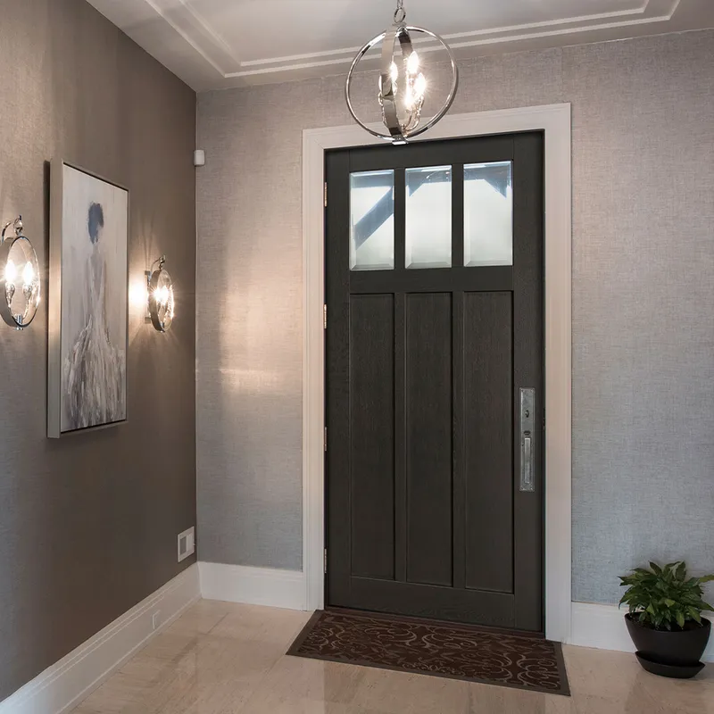 باب داخلي خارجي مجوف من الخشب الصلب مركب من الأخدود