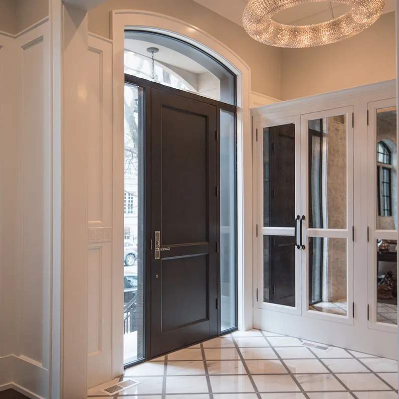 أبواب خارجية صلبة من خشب الساج، باب خشبي رئيسي مع زجاج مزخرف