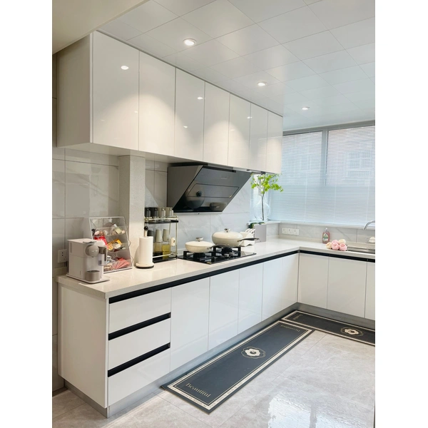 خزانة مطبخ ميلامين عالية الجودة على شكل حرف L