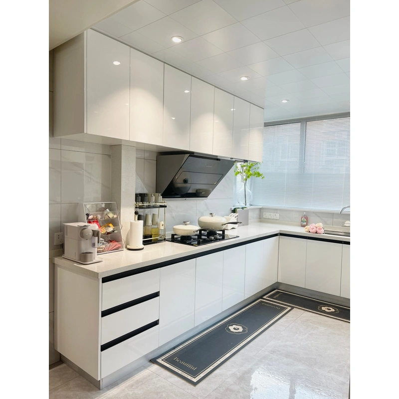 خزانة مطبخ ميلامين عالية الجودة على شكل حرف L