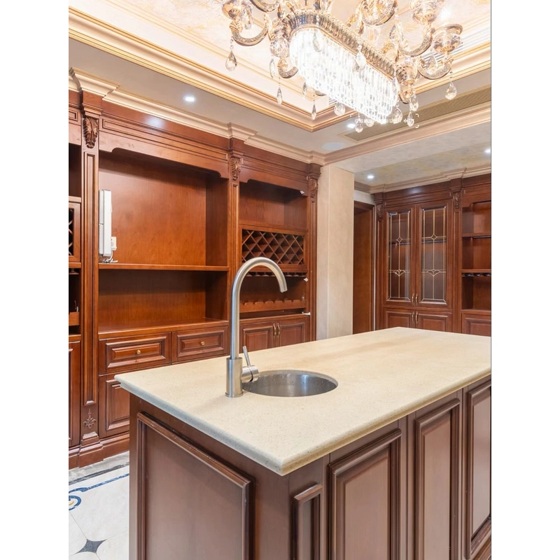 تصميم أثاث المطبخ خزانة مطبخ قشرة خشبية