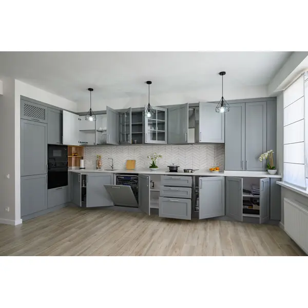 تصميم منزل فيلا شاكر أثاث مطبخ أبيض