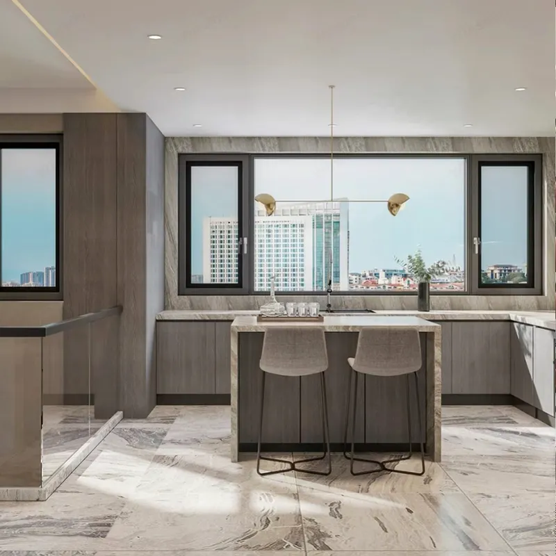 فتح النوافذ الداخلية عازلة للصوت نوافذ الألمنيوم السكنية