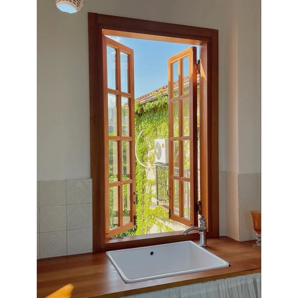 نافذة خشبية الألومنيوم السكنية