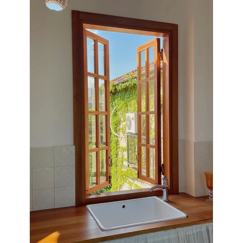 نافذة خشبية الألومنيوم السكنية