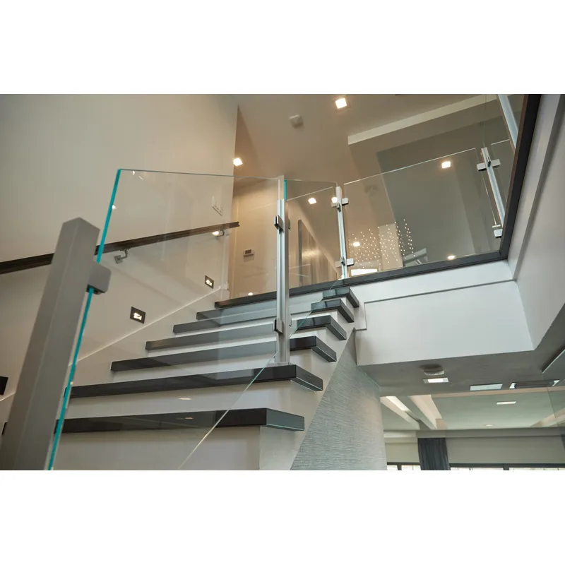 Seamless stairs handrail balcony glass railing