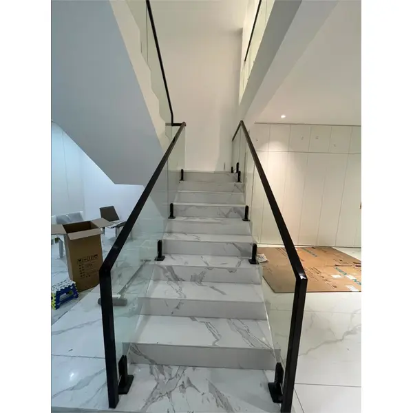 Modern outdoor frameless stairs handrail balcony glass railing