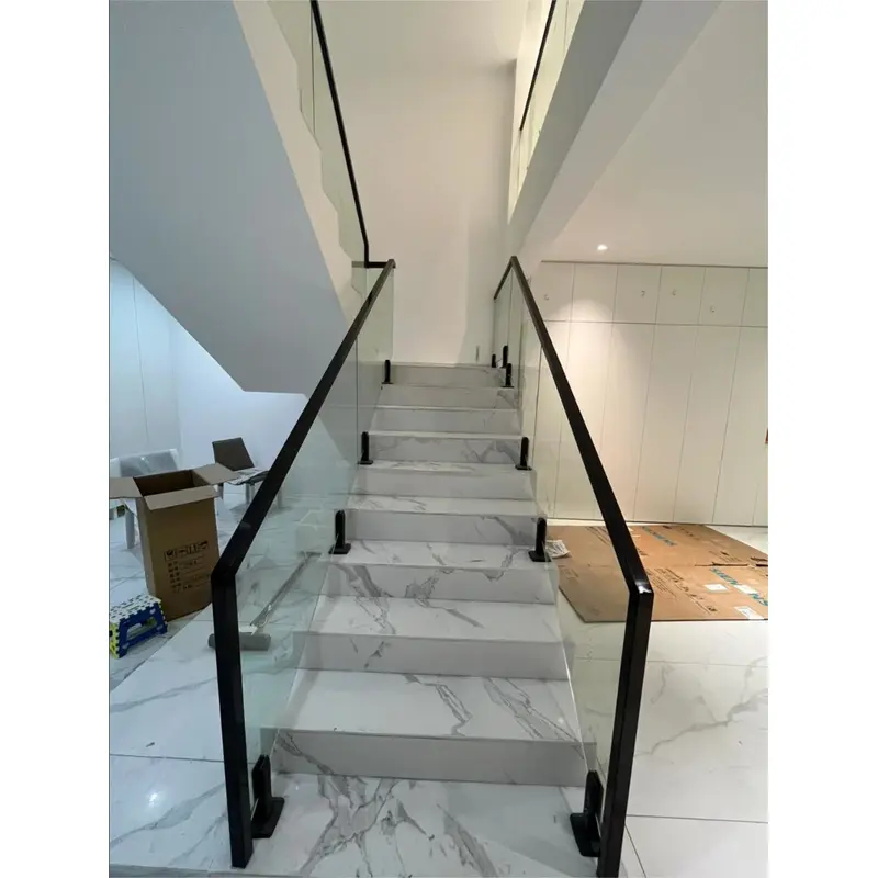 Modern outdoor frameless stairs handrail balcony glass railing