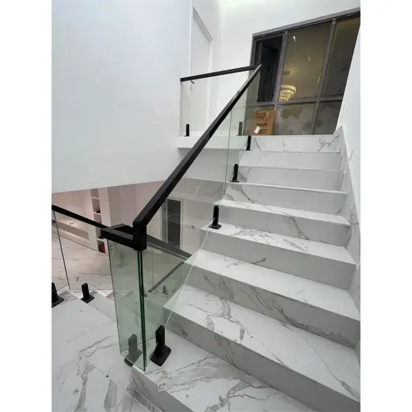 Modern outdoor frameless stairs handrail balcony glass railing