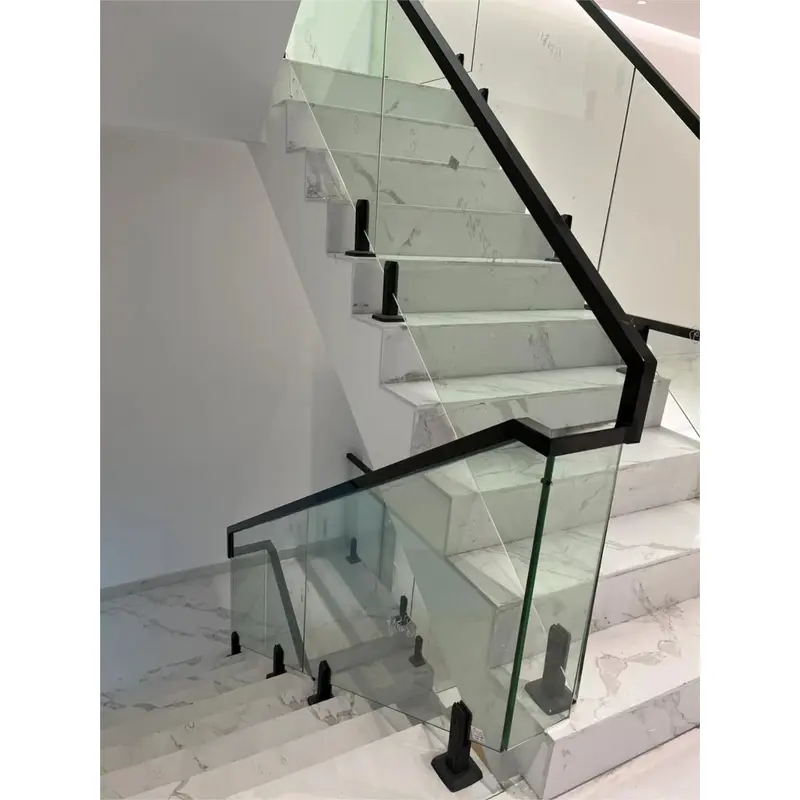 Modern outdoor frameless stairs handrail balcony glass railing