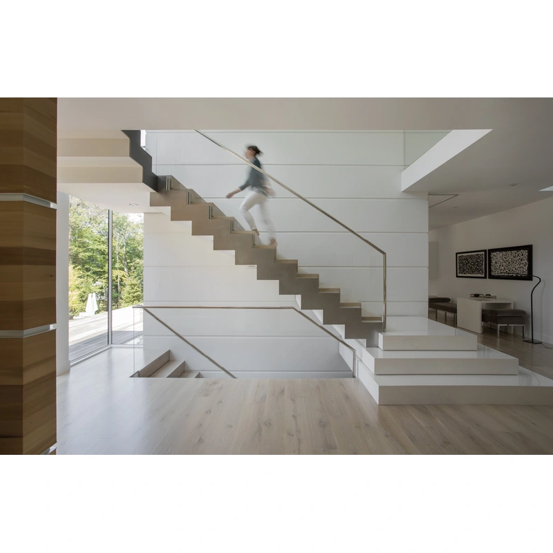 L Shaped Stairs Indoor Wooden Tread Staircase