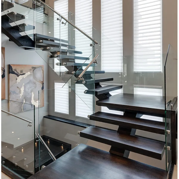 Prefabricated modern luxury metal mono stringer straight staircase