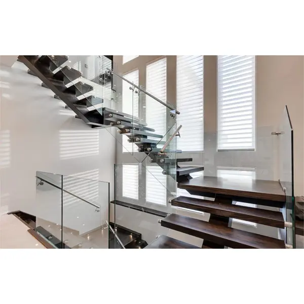Prefabricated modern luxury metal mono stringer straight staircase