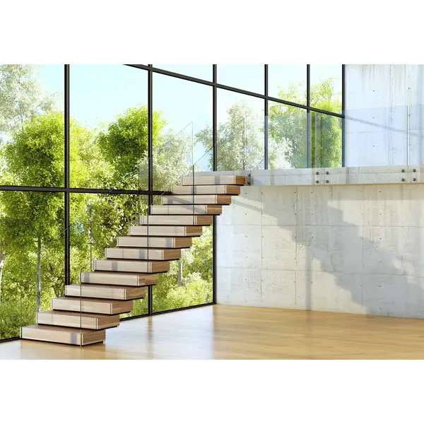 Stainless Steel beam Straight Stairs Mono Stringer Staircase