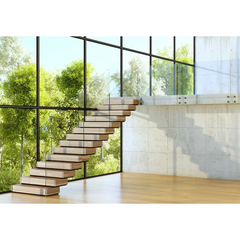 Stainless Steel beam Straight Stairs Mono Stringer Staircase