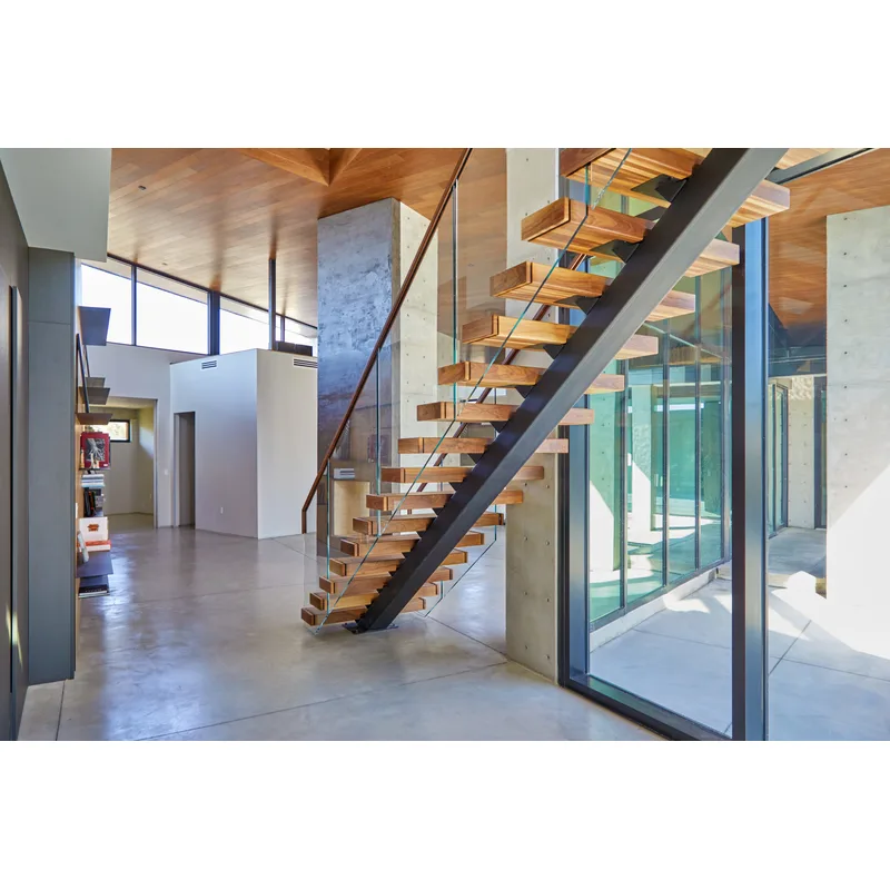 Stainless Steel beam Straight Stairs Mono Stringer Staircase