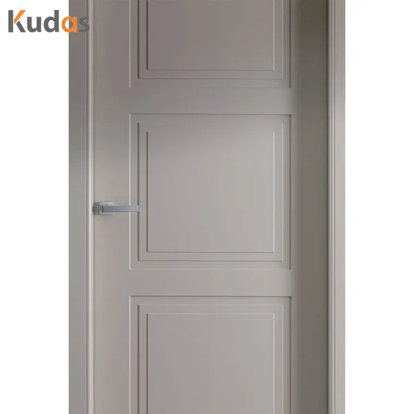 باب غرفة نوم مزدوج خشبي داخلي بتصميم بسيط وحديث