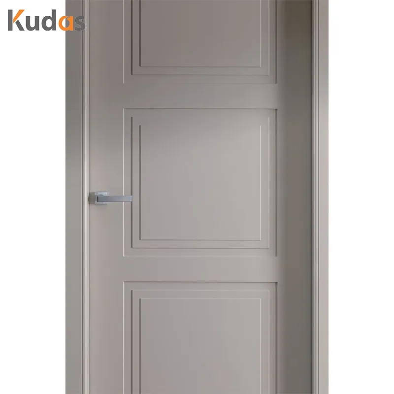 باب غرفة نوم مزدوج خشبي داخلي بتصميم بسيط وحديث