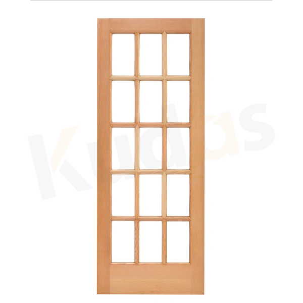 4 Panel Square Veneer Doors Design Interior Wooden Door with Glass