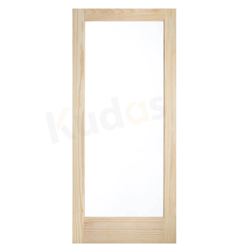 4 Panel Square Veneer Doors Design Interior Wooden Door with Glass