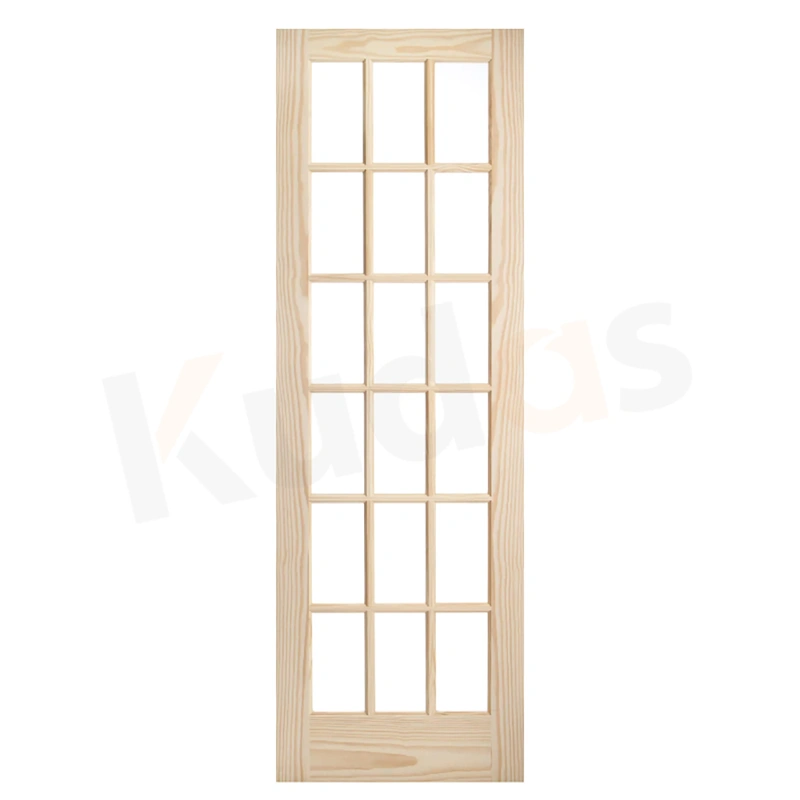 4 Panel Square Veneer Doors Design Interior Wooden Door with Glass