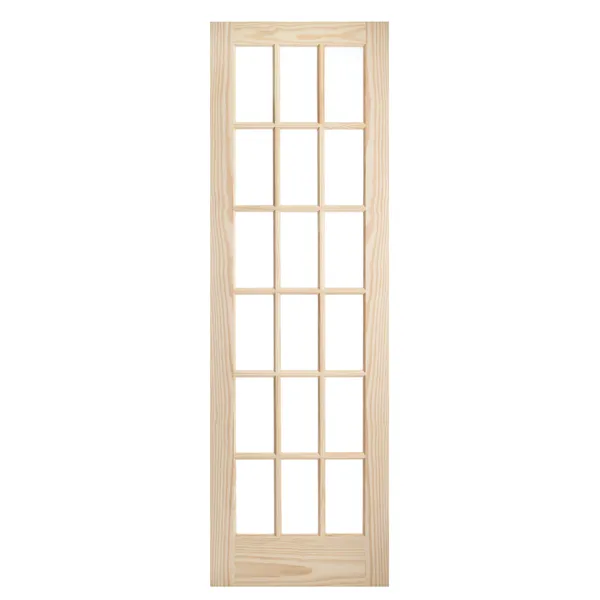 4 Panel Square Veneer Doors Design Interior Wooden Door with Glass
